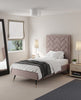 Crosby Modern Upholstered Velvet Twin Bed in Blush | Lit simple moderne Crosby en velours capitonne, coloris rose blush