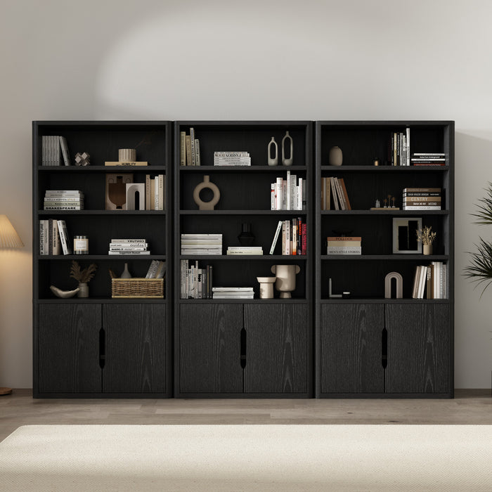 Rivington Modern 40\" Bookcase Cabinet in Black - Set of 3