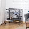 Pawhut Small Animal Cage With Wheels, Pet Playpen For Ferrets, Chinchillas, Guinea Pigs, Kittens, Wi|Pawhut Cage Pour Petits Animaux Avec Hamac, Cage Pour Furet A 3 Niveaux Avec Etagere De Rangement, C