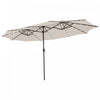 Costway 15FT Twin Patio Double-Sided Umbrella 48 Solar LED Lights Crank Outdoor Beige
