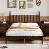 Oliver Retro Wood Platform Bed with Gourd Shaped Headboard - Dark Brown | Oliver Lit Plateforme Retro en Bois avec Tete de Lit en Forme de Gourde et Support en Lattes en Bois Robustes, Taille Double