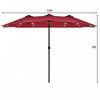 Costway 15Ft Patio Double-Sided Solar LED Market Umbrella Crank Burgundy