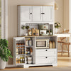 HOMCOM 64" Kitchen Pantry Cabinet, Kitchen Hutch with 3 Cabinets, 2 Drawers