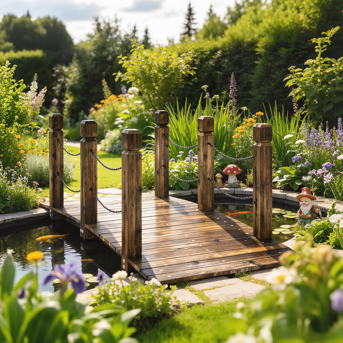 Outsunny Garden Bridge Footbridge Weather-Resistant 5ft, Carbonized