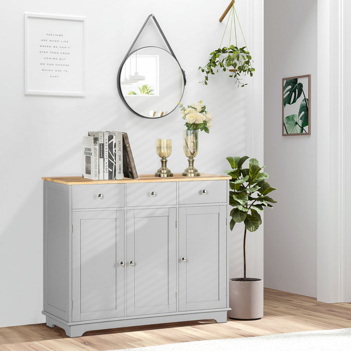 HOMCOM Coffee Bar Cabine, Kitchen Cabinet with Drawers, Grey