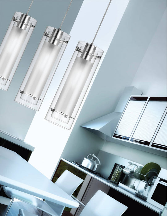 Dainolite Pasha 1 Light Pendant Polished Chrome Finish Clear/Frosted Glass Lamp