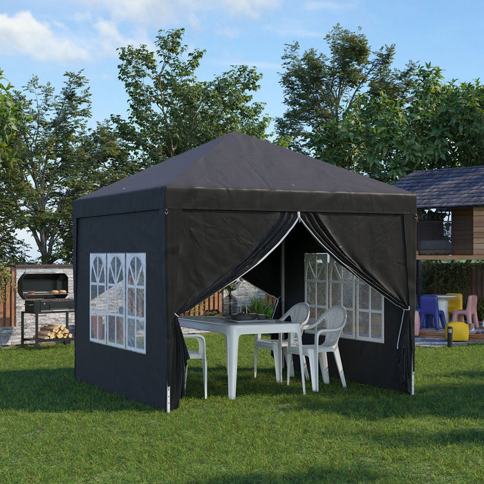 Outsunny 10'x10' Outdoor Pop Up Party Tent Gazebo Canopy With Carrying Bag (black)