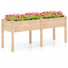 Costway Raised Garden Bed Elevated Fir Wood Planter Box With 2 Large Planting Areas Beige