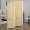 HOMCOM 4-Panel Room Divider, 5.6 FT Bamboo Folding Privacy Screen, Natural