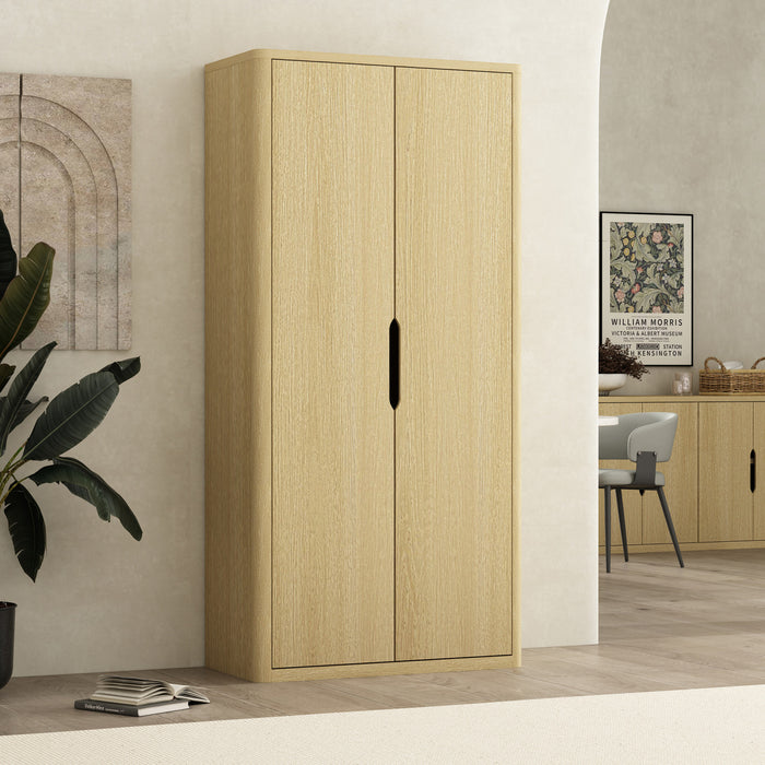 Rivington Modern 38\" Bookcase Cabinet in Natural Oak