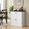HOMCOM Buffet Cabinet 32" Farmhouse Sideboard with Thick Top Drawer White