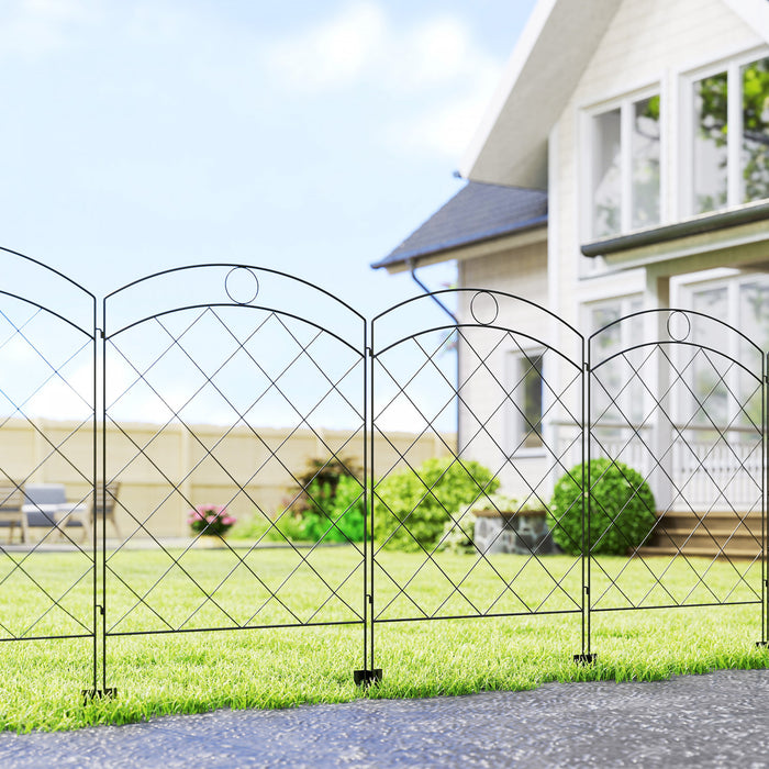 Outsunny 11.4' Garden Fence Steel Border Flower Edging, Pack of 4, Black