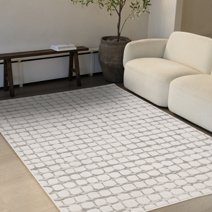 Oslo White Great Pebble Patterned Rug, 5'3\" x 7'7\" Indoor Area Rug