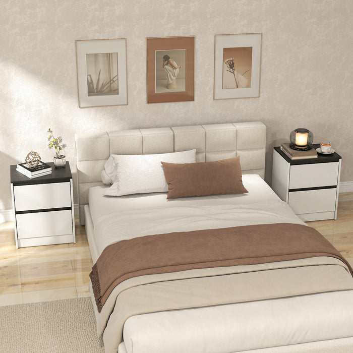 HOMCOM Nightstands Set of 2, Modern Bedside Tables with 2 Drawers, White