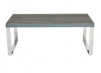 Sylph Coffee Table, Faux Wood & Stainless Steel 