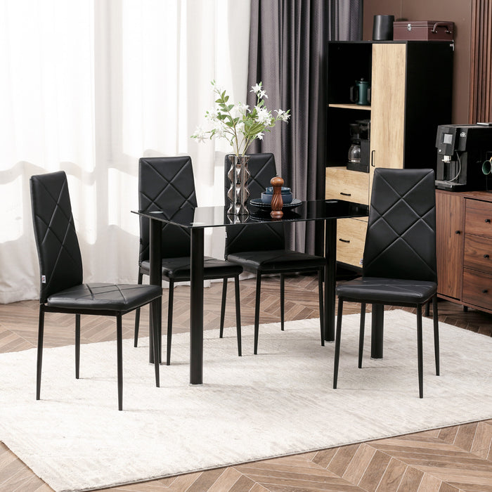 HOMCOM 4-Pieces Dining Chairs, Accent Chair w/ Upholstery Seat Steel Legs