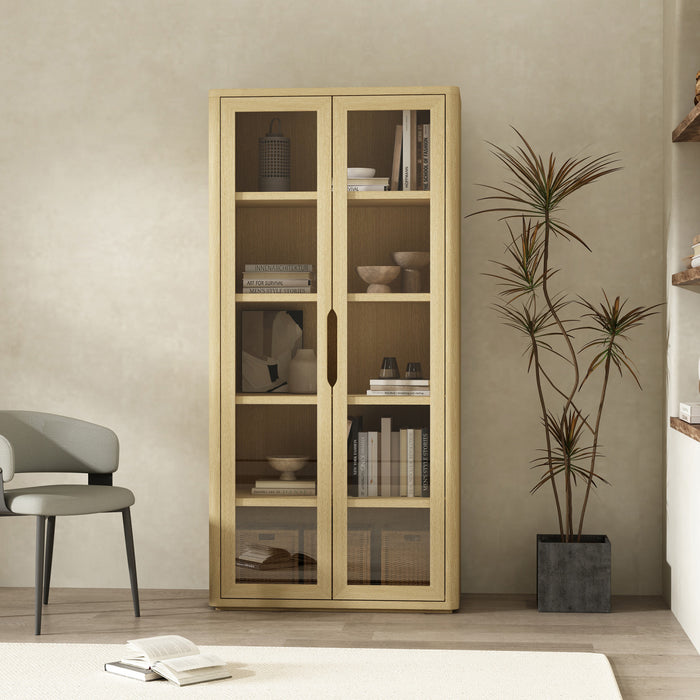 Rivington Modern 38\" Bookcase Cabinet in Natural Oak