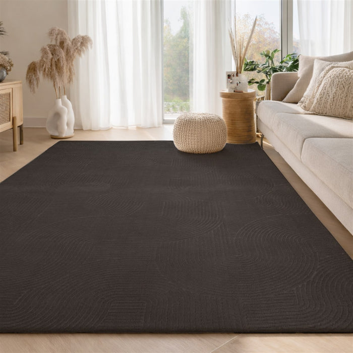 Elion Contemporary Charcoal Washable Rug 6'7\" x 9'0\" Indoor Area Rug