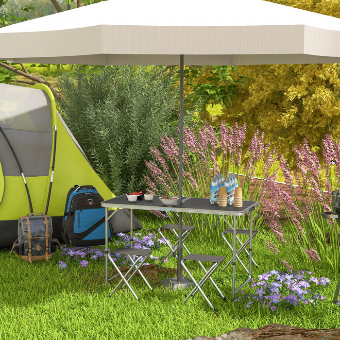 Outsunny Folding Picnic Table Camping Table and Chairs Use for Picnic Black