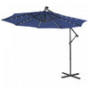 Costway 10FT Cantilever Solar Powered 32LED Lighted Patio Offset Umbrella Outdoor Navy