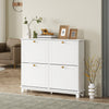 HOMCOM Narrow Shoe Cabinet with 4 Flip Drawers 5 Legs for Entryway White