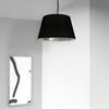 Dainolite Brynn 1 Light Pendant Small Black Finish Black/Silver Shade Lamp|Petit luminaire suspendu Brynn de Dainolite avec abat-jour noir et argenté, fini noir et 1 ampoule