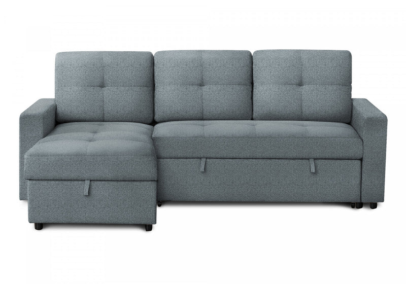Sleeper Sofa, 90\" Length, Convertible Sofa Bed, Storage Chaise, Light Blue Fabric Sleeper Sofa