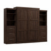 Bestar Pur 115" Queen Murphy Bed and 2 Shelving Units with Drawers - Black Walnut|Grand lit escamotable Pur de Bestar de 115 po avec 2 meubles à tablettes et tiroirs - noyer noir