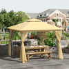 Outsunny 10'x10' Gazebo Canopy Outdoor Patio Sun Shelter Uv Protect W/ 2-tier Polyester Roof Curtain|Outsunny 10'x10' Gazebo Canopee Abri Soleil Pour Terrasse Exterieure Canopee Avec Protection Uv Prot