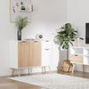 HOMCOM Sideboard Storage Cabinet with Drawer, White and Nature Wood