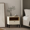 Amara Modern 20" Nightstand in Cream and Light Oak (1-Drawer) | Table de nuit moderne Amara 20" en creme et chene clair (1 tiroir)