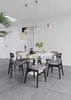 Colbert Industry Chic Cane Back Wood Upholstered Dining Chair in Black and Gray - Set of 4 | Chaise de salle a manger Colbert Industry Chic a dossier cannage en bois et assise rembourree, noir et gris - Lot de 4