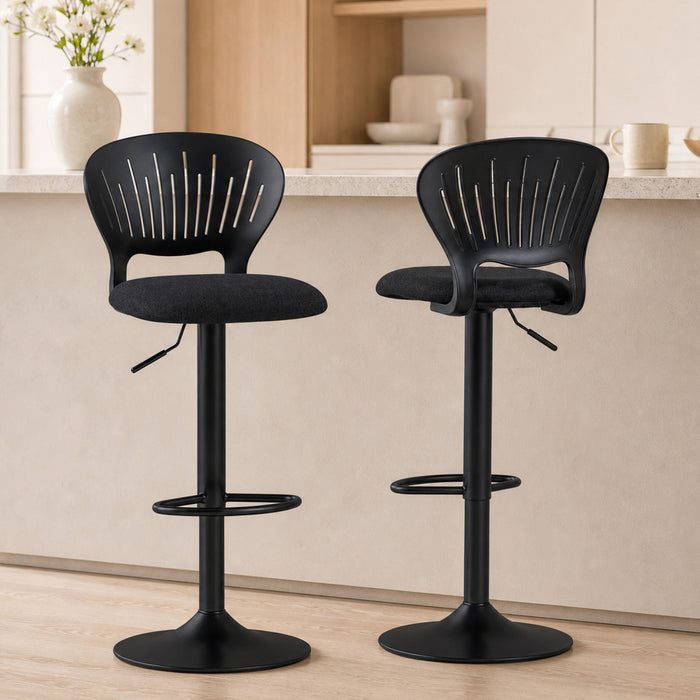 HOMCOM Bar Stools Set of 2, Modern Swivel Counter Height Barstools, Black