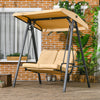 Outsunny 2 Seater Outdoor Swing Chair Porch Swing Bench With Canopy, Beige