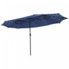 Costway 15FT Twin Patio Double-Sided Umbrella 48 Solar LED Lights Crank Outdoor Navy