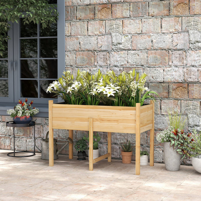 Outsunny Wooden Raised Garden Bed With Drain Holes, Bed Liner For Vegetables, Flowers, Herbs, Outdoor Elevated Planter Box With Legs For Backyard Patio Balcony, 45.3\"x21.7\"x31.5\"