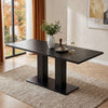 Vero 71 Inch Modern Rectangular Dining Table with Dual Pedestal Base and Black Finish, Black | Vero Table a Manger Rectangulaire Moderne 71 po avec Base a Double Piedestal et Finition Noire, Noir