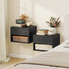 HOMCOM Floating Nightstand Set of 2 with Drawer and Shelf, Black