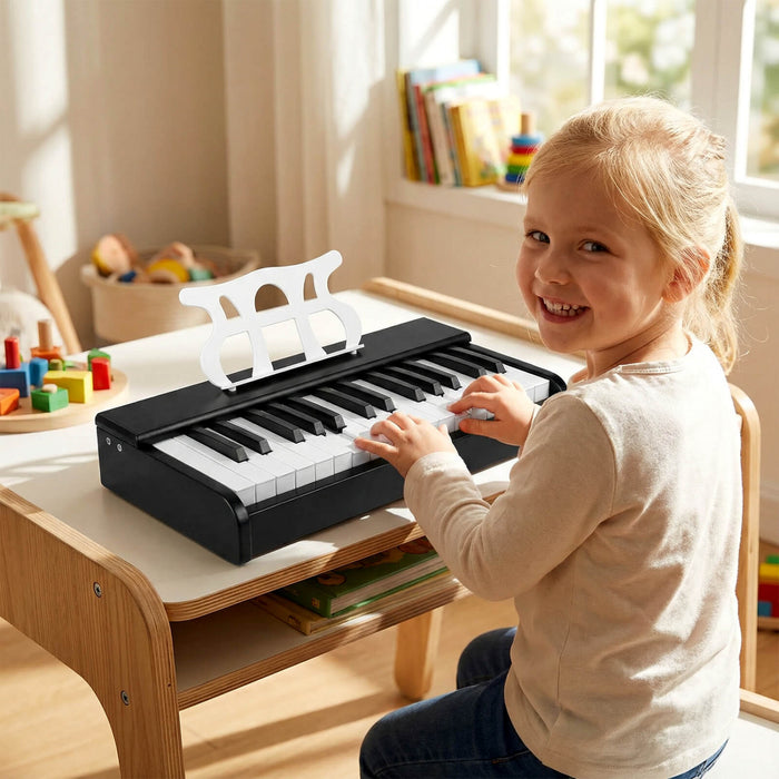 Costway 30 Keys Kids Piano Keyboard with Removable Music Stand, One-key Start Function Black