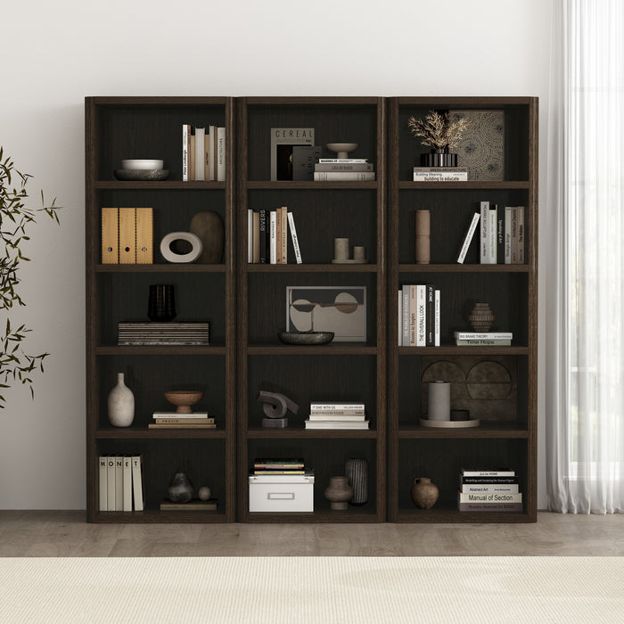 Rivington Modern 28\" Open Bookcase in Dark Walnut - Set of 3