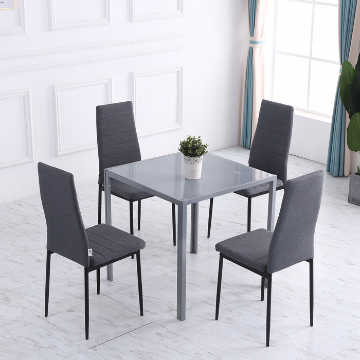 HOMCOM Dining Chairs Set of 4, Linen Fabric Upholstered Accent Chairs, Grey