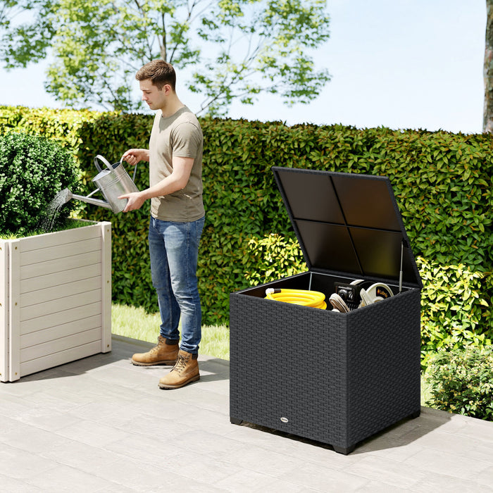 Outsunny 67 Gallon Rattan Deck Box, Wicker Outdoor Storage Box, Grey