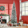 Homcom Snow Flocked Pencil Christmas Tree Slim Artificial Christmas Tree|Homcom Sapin De Noel Artificiel 7,5 Pieds 738 Pointes De Branches