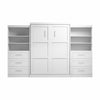 Bestar Pur Queen Murphy Bed and Two Shelving Units with Drawers (136 W) - White|Grand lit escamotable Pur de Bestar de 136 po (L) avec 2 meubles à tablettes et tiroirs - blanc