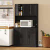 HOMCOM 71" Pantry Cabinet, Kitchen Cupboard with Charging Station, Black