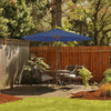 Costway 10FT Patio Wooden Market Table Umbrella Pulley with 8 Bamboo Ribs Sunshade Canopy Navy