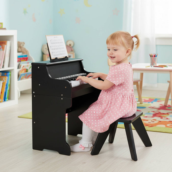 Costway 25 Keys Digital Piano with Music Stand Stool Lighted Keys Teaching Mode for 3+ Kids Black