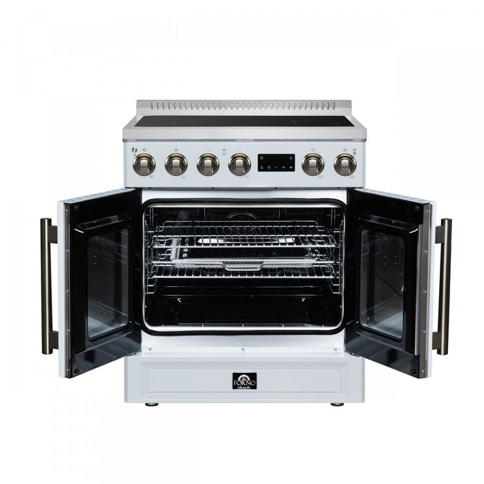 Forno Torino French Door 30 Inch White Induction Range, 4.32 cu.ft. - FFSIN0950-30WHT Electric Range