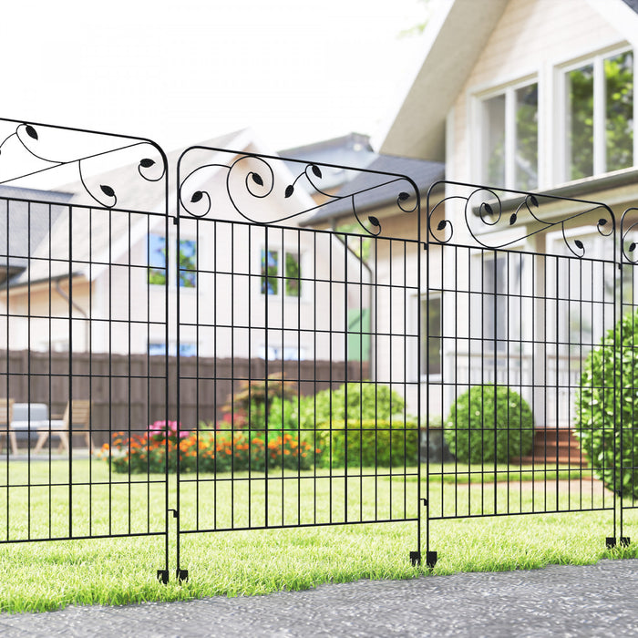 Outsunny 11.5' Decor Garden Fence for Border Edging, 4 Pack, Square Vines