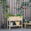 Outsunny Wooden Raised Garden Bed Standing Elevated Planter Box With Storage Shelf For Flowers, Vege|Outsunny Lit De Jardin Sureleve En Bois Avec Etagere De Rangement Naturel